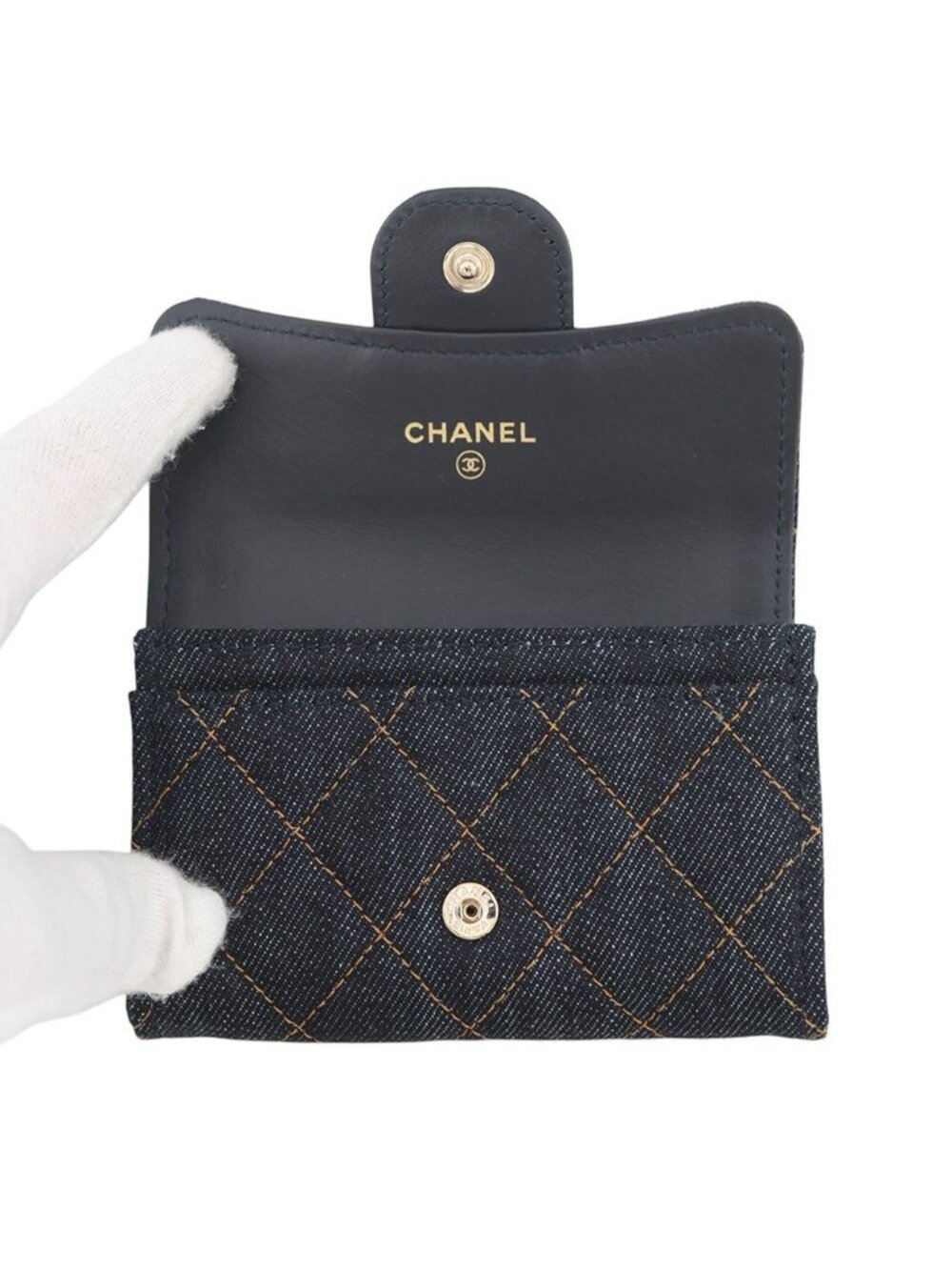 Chanel Card Case Quilted Classic CC Logo Denim Business Holder - Picture 4 of 9